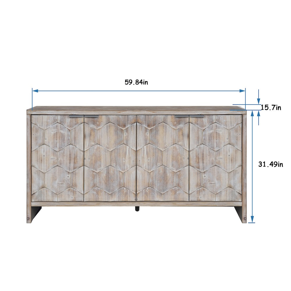 Tuli Modern 4-Door Accent Cabinet - Natural Wood Wash