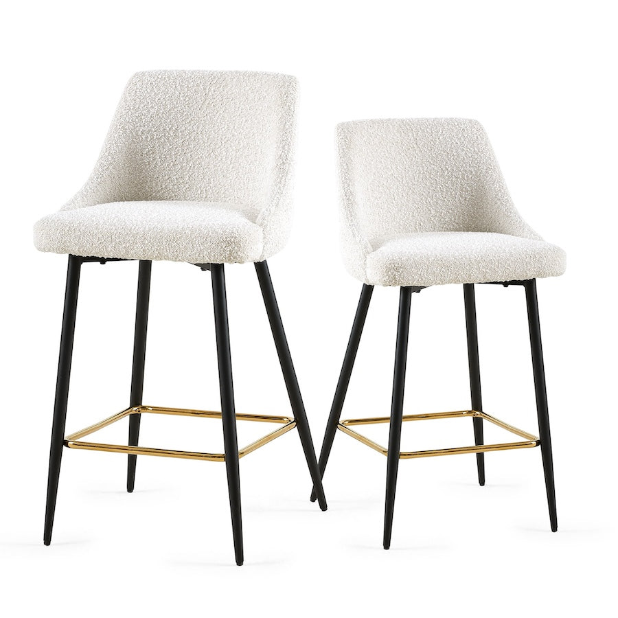 Allegro Beige Boucle Counter Height Bar Stools Set of 2