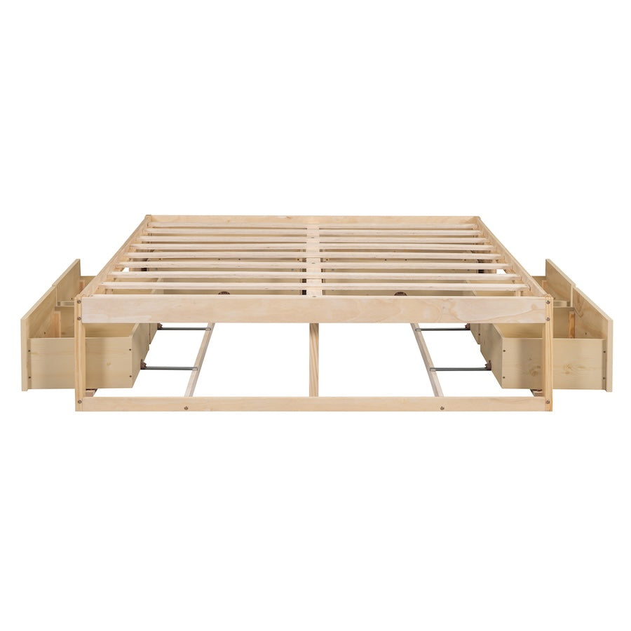 Urbaneo Full Size Platform Bed with 6 Drawers - Natural