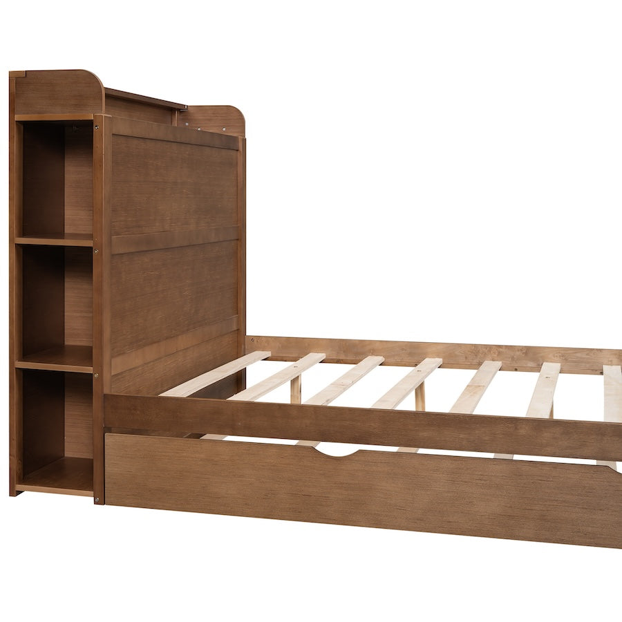 Zenora Full Size Platform Bed with Storage Headboard & Trundle