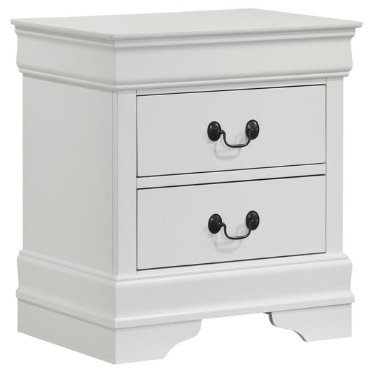 Trinity Louis Philippe 2-Drawer Nightstand – White