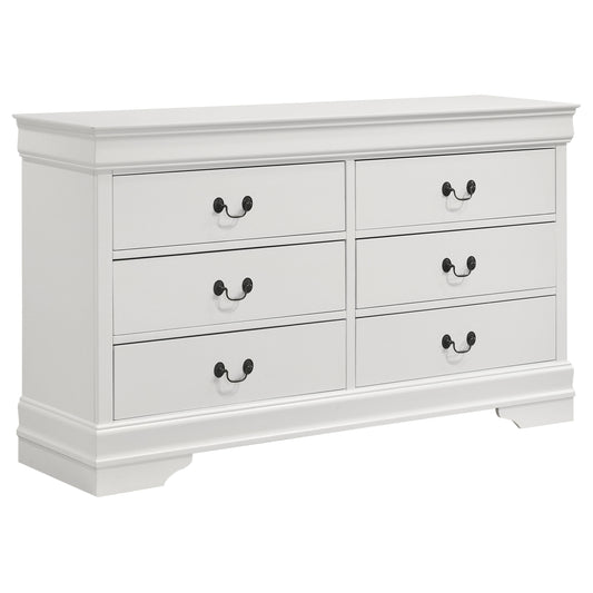 Trinity Louis Philippe 6-Drawer Dresser – White