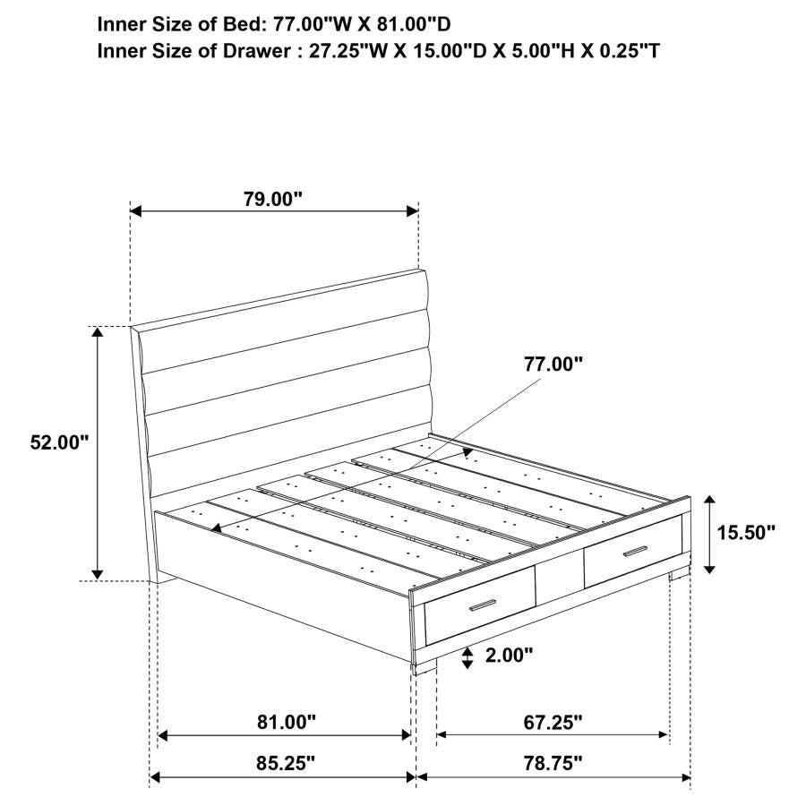 Felicity Eastern King Storage Bed – White High Gloss