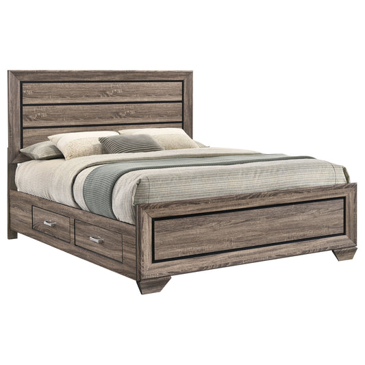 Kauffman Wood Eastern King Storage Panel Bed – Washed Taupe