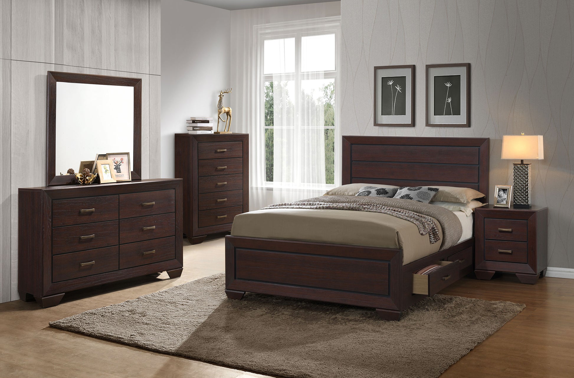 Kauffman Eastern King Storage Panel Bed – Dark Cocoa