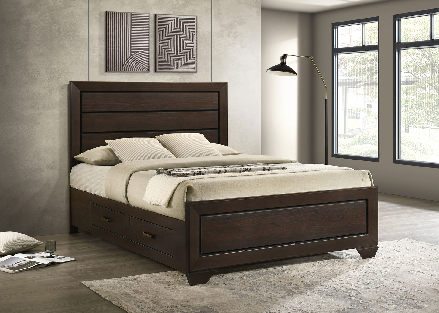 Kauffman Eastern King Storage Panel Bed – Dark Cocoa