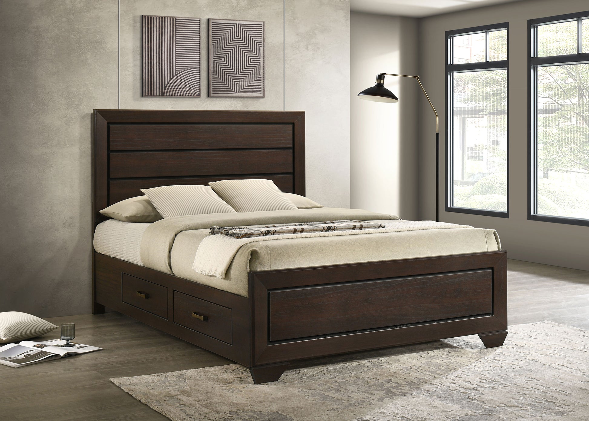Kauffman Eastern King Storage Panel Bed – Dark Cocoa
