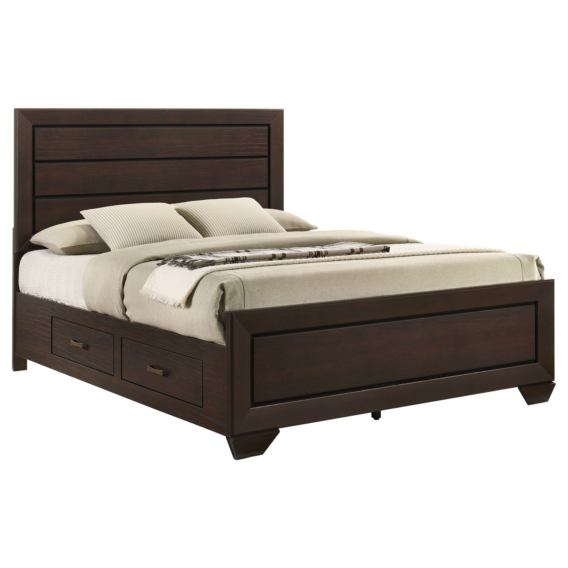 Kauffman Eastern King Storage Panel Bed – Dark Cocoa