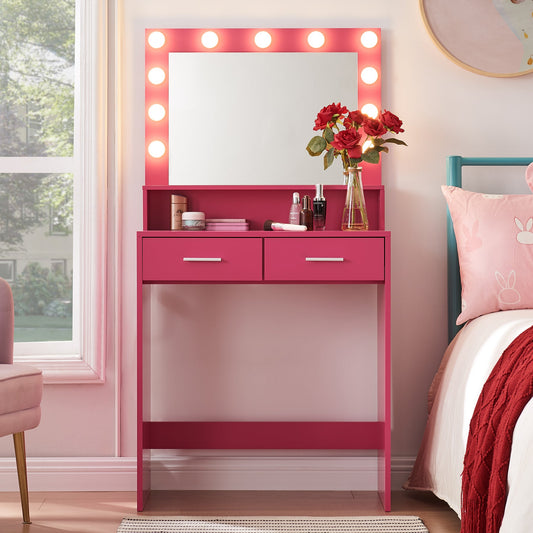 Celandine Contemporary Vanity Set with Mirror, Rose Pink