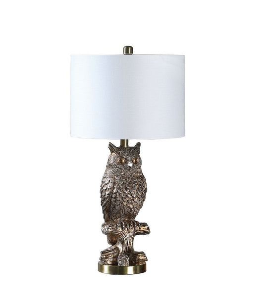 27.5' Silver Owl on A Branch Resin Table Lamp