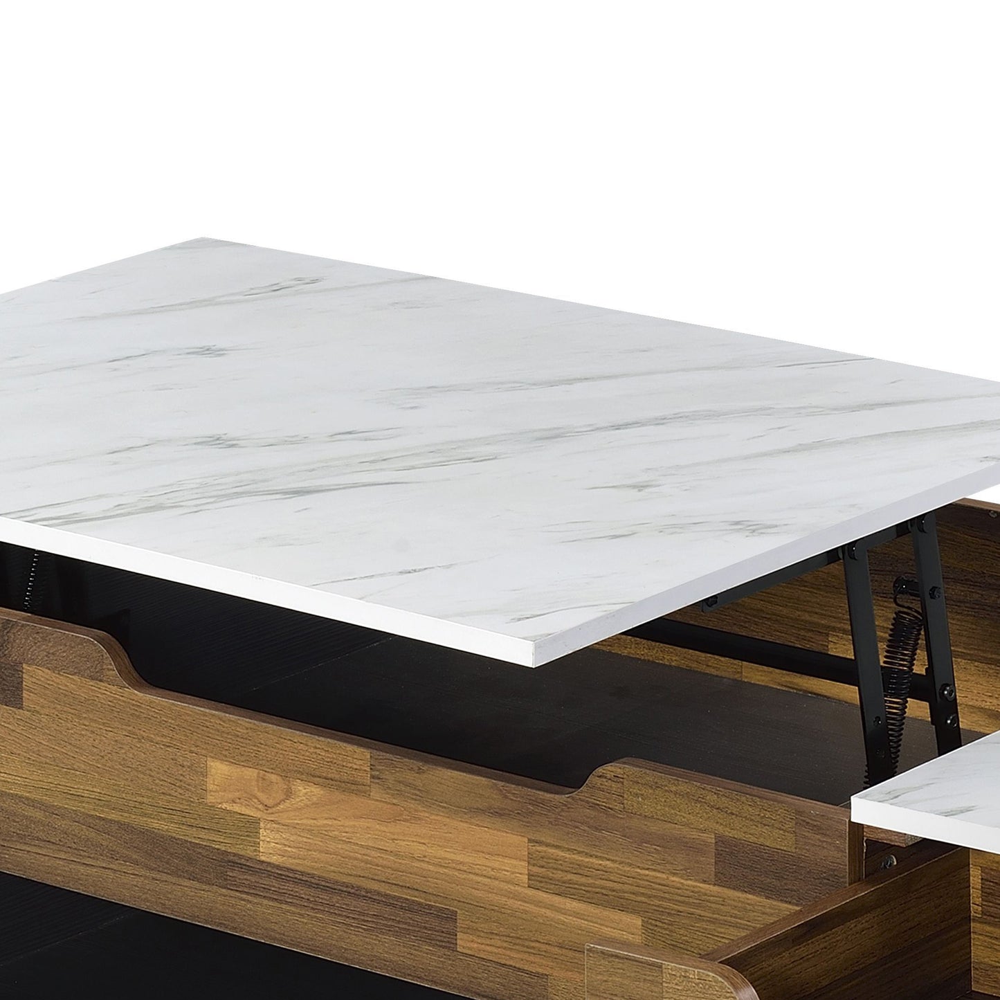 Axel with Printed Faux Marble, Walnut & Black Finish Coffee Table w/ Lift Top