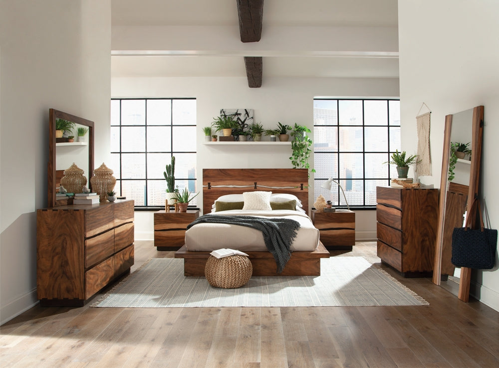 Winslow Live Edge Queen Storage Bedroom Set in Smokey Walnut