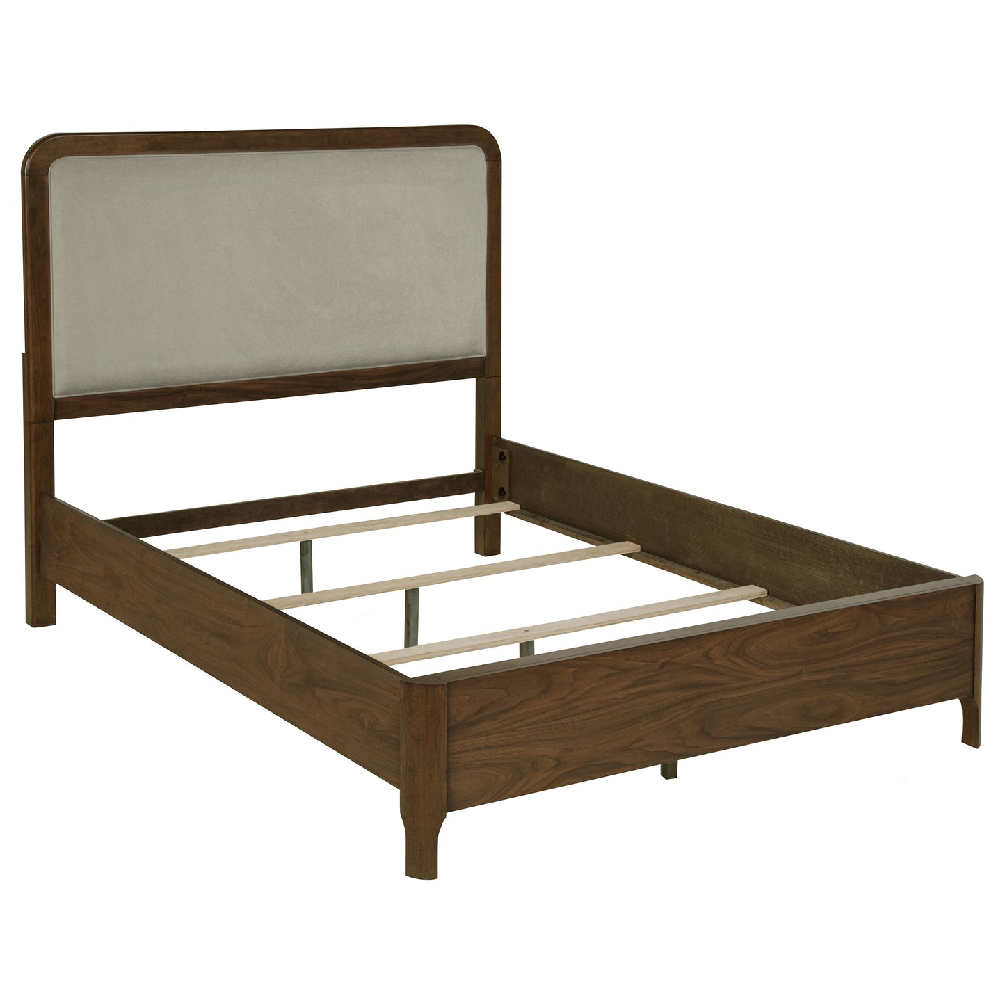 Maderia 57-inch Upholstered California King Panel Bed – Walnut