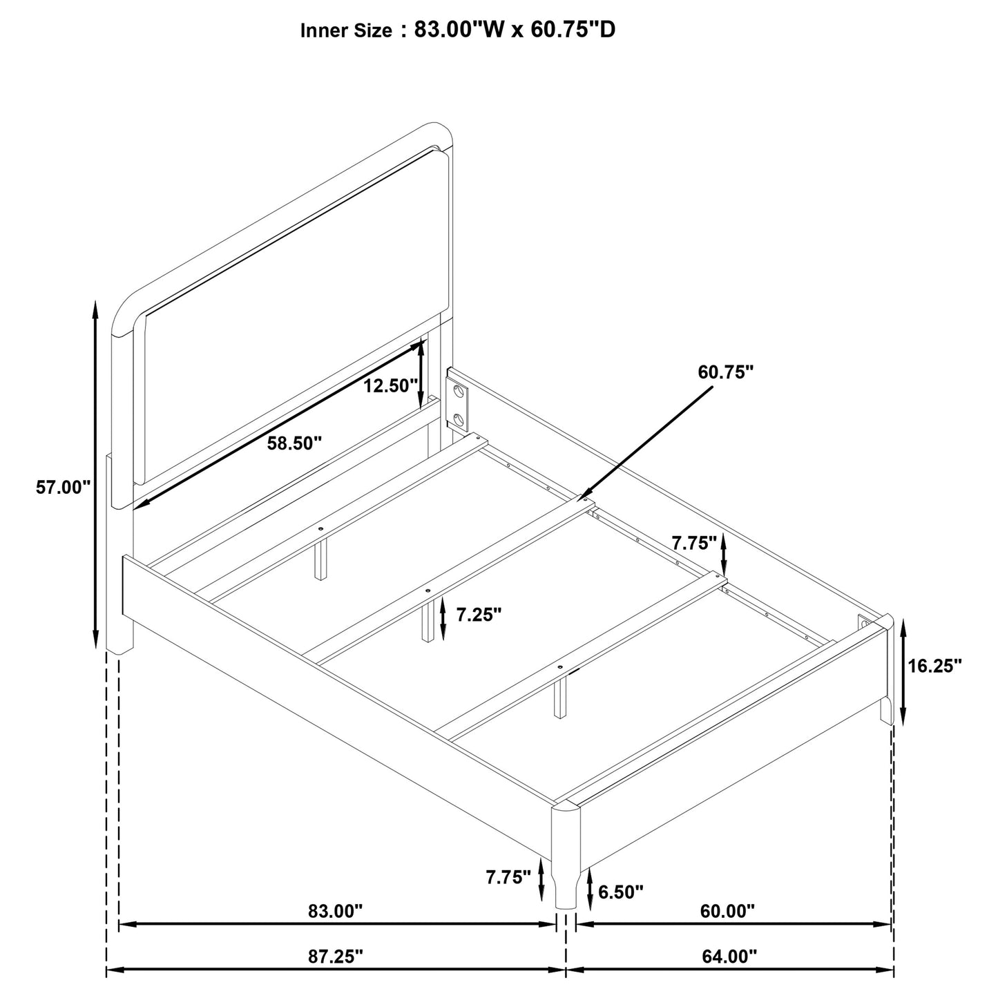 Maderia 57-inch Upholstered California King Panel Bed – Walnut
