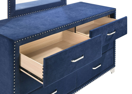 Melody 6-Drawer Upholstered Dresser – Pacific Blue