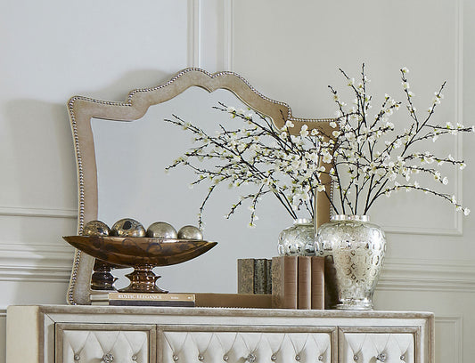 Antonella Upholstered Dresser Mirror – Camel