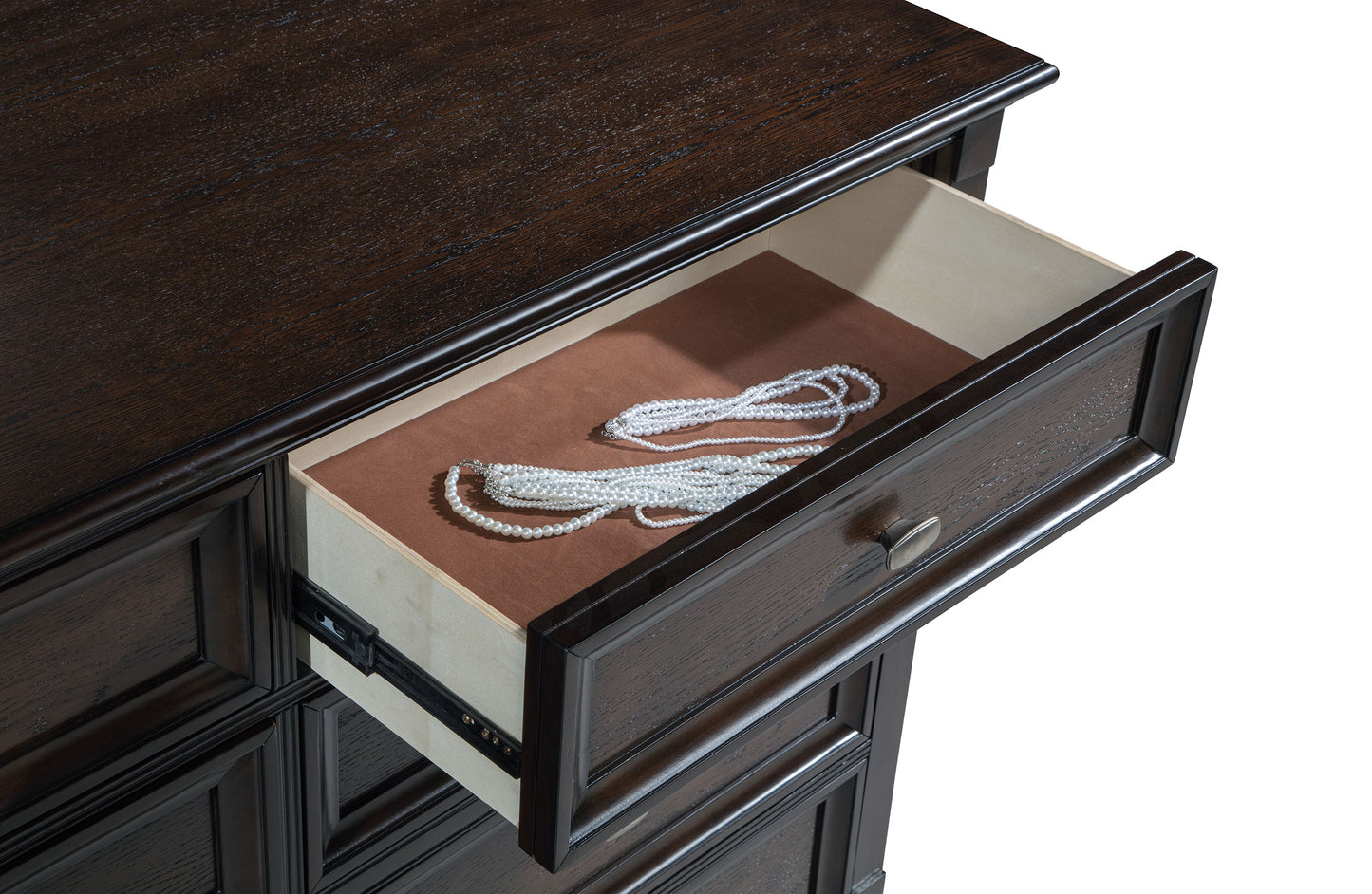 Andover 8-Drawer Dresser Cabinet – Dark Oak