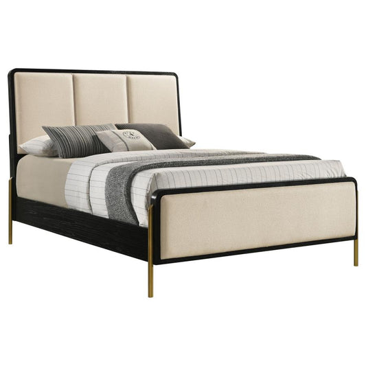 Arini 56-Inch Eastern King Panel Bed – Cream and Black