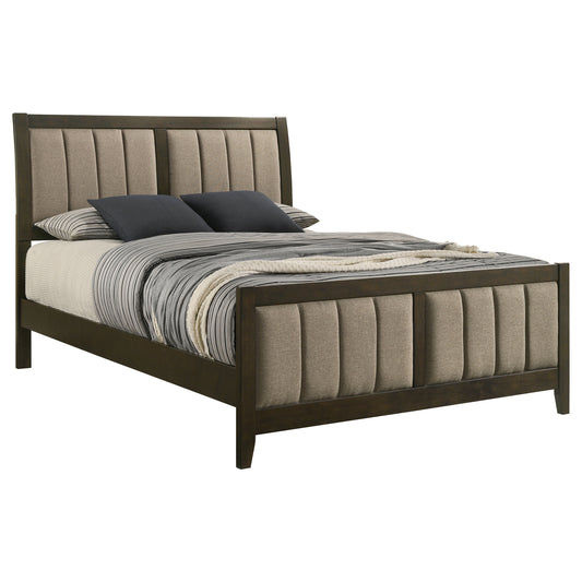 Wilkes 51-Inch Upholstered Queen Bed – Dark Cocoa