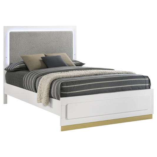 Caraway Wood Queen LED Panel Bed – White