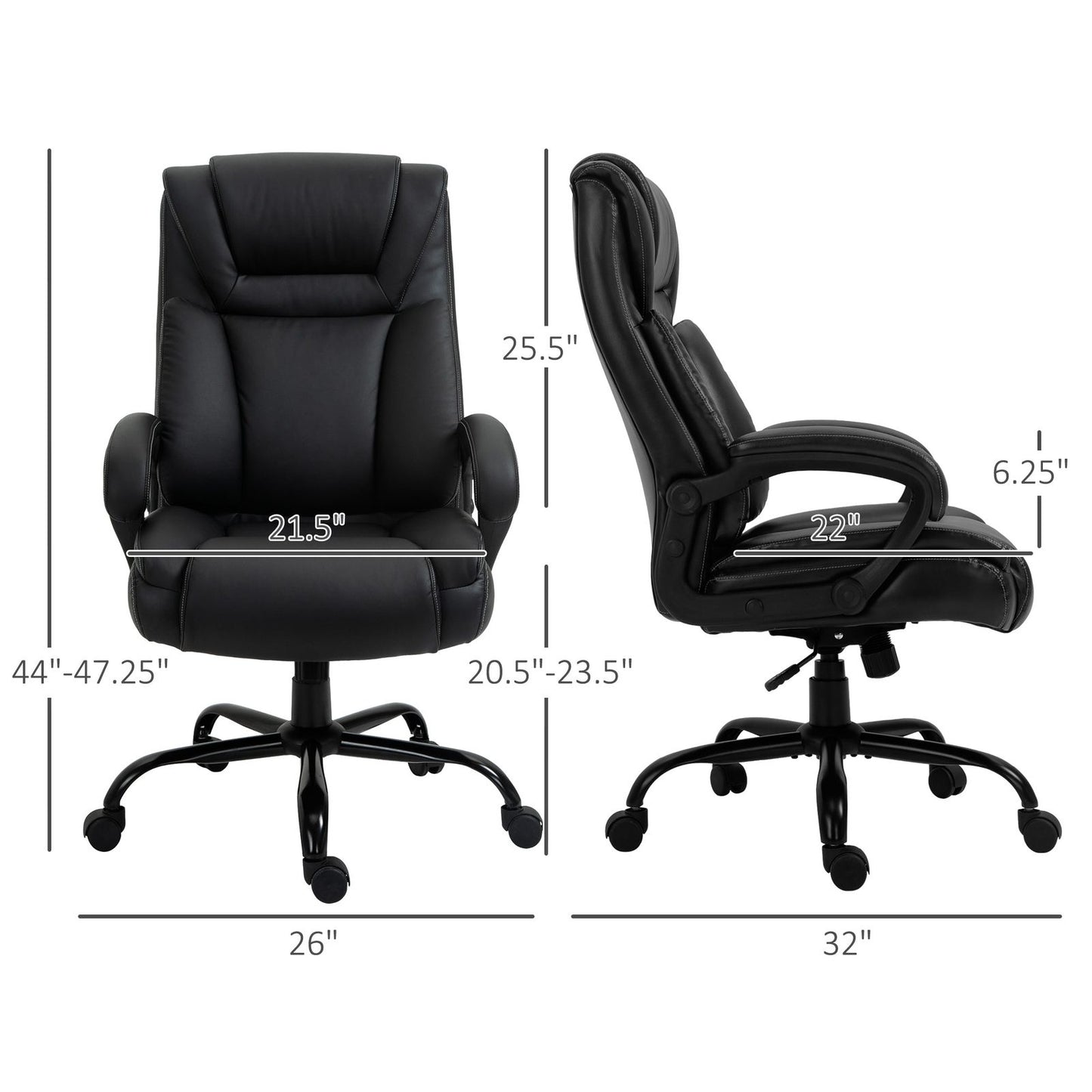 Big and Tall 400lbs Executive Office Chair with Wide Seat, Black