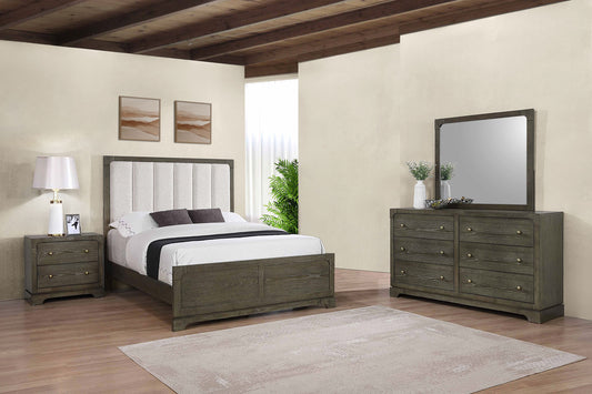 Gran Park 59" Transitional Bedroom Collection in Dark Cocoa & Beige Boucle