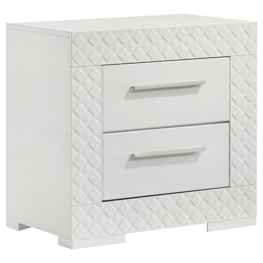 Ives 2-Drawer Nightstand in White High Gloss