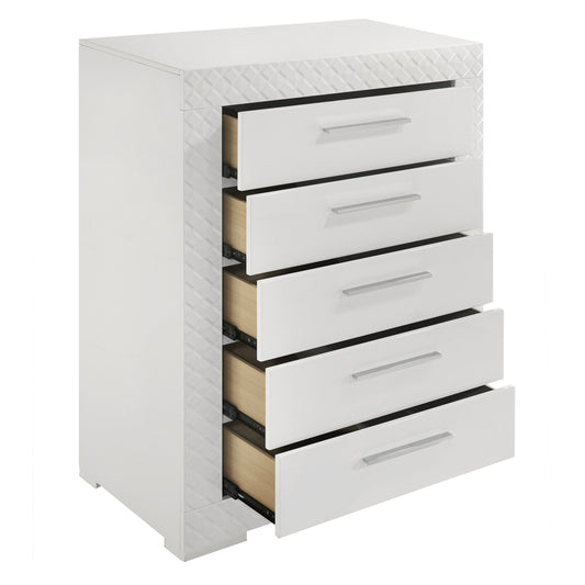 Ives 5-Drawer Chest in White High Gloss
