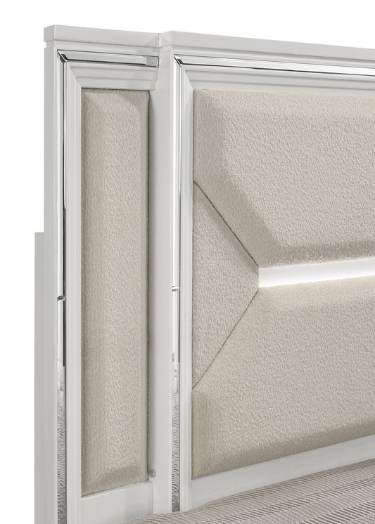 Marmore 64-Inch King Panel Bed LED Headboard White