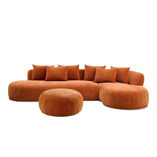 134.63'' Oversized L-Shape Sectional Sectional with Ottoman Sectional with Right-Facing Chaise Sectional with Deep Seat - Orange - primary color shot