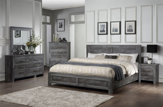 Vidalia King Panel Bedroom Set in Rustic Gray