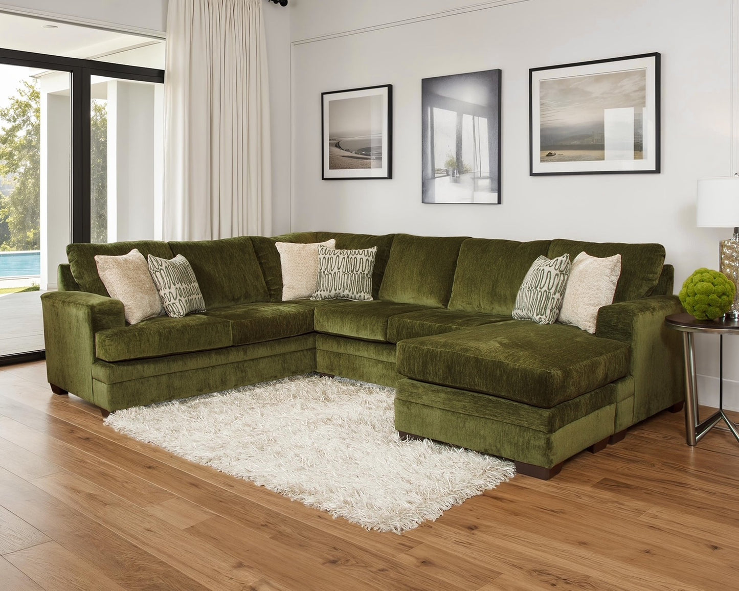 Mandy Chive Contemporary Olive Green Velvet Sectional