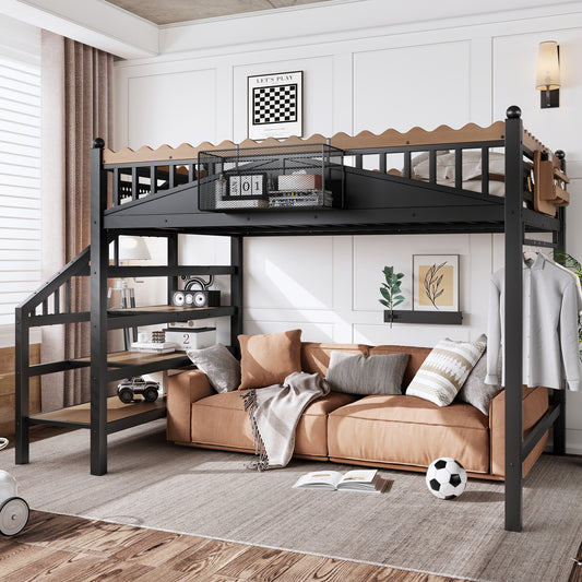 Full Size Loft Bed with Storage Stairs - Black - detail view 2