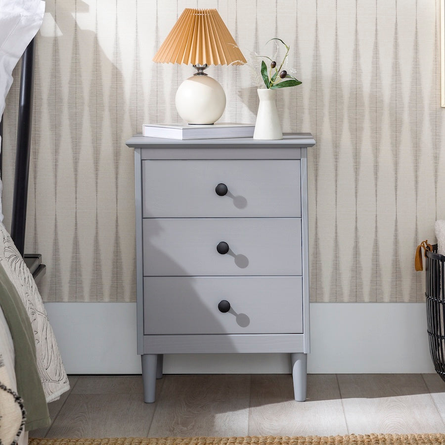 Elevia Modern Minimalist Solid Wood Nightstand - Gray