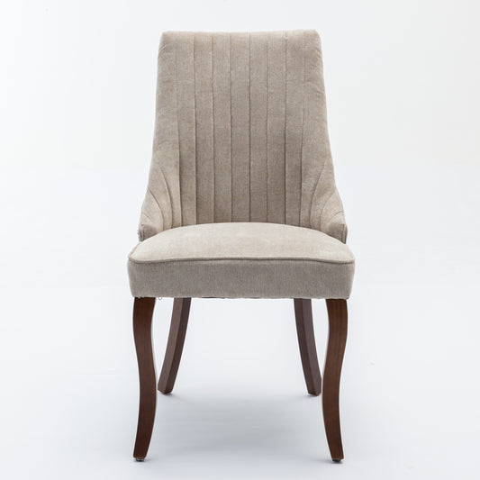 Leena Transitional Beige Linen Side Chairs Set of 2