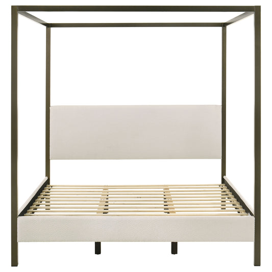 Monroe Upholstered King Canopy Platform Bed Vanilla And Black