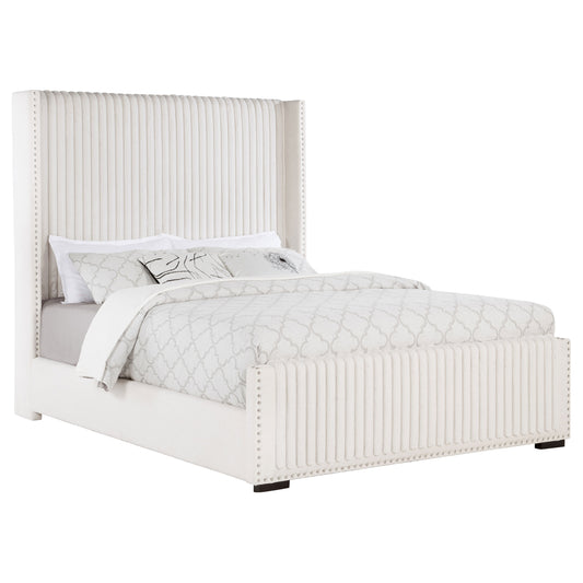 Natasha Upholstered Queen Wingback Bed – Cream