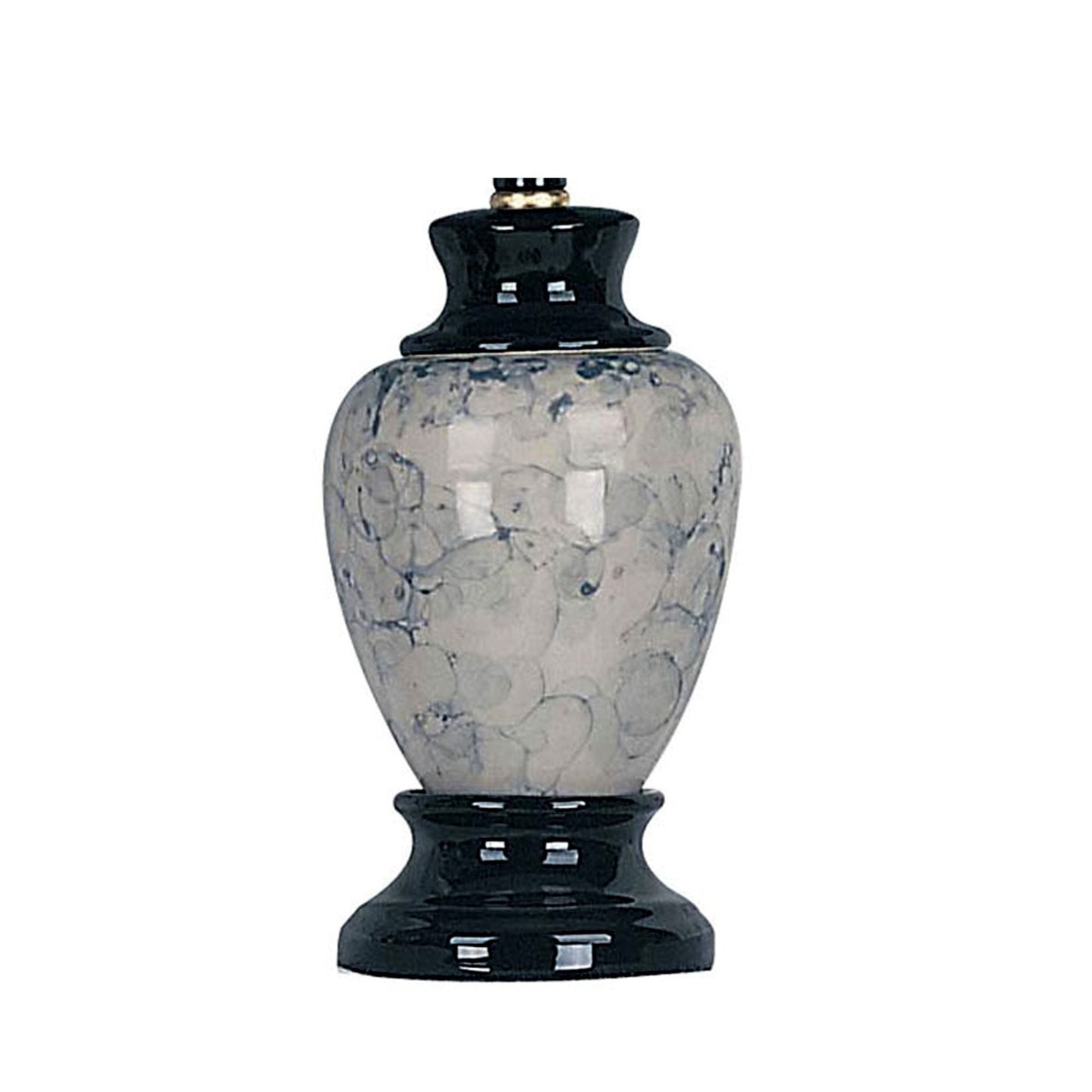 13' Tall Ceramic Table Lamp, Urn-Shaped with Black finish, Linen Shade