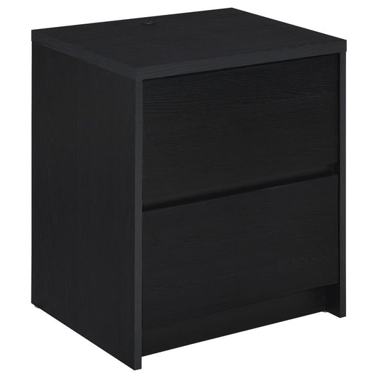 Westpark 2-Drawer Nightstand with LED Lighting & USB Charging – Black