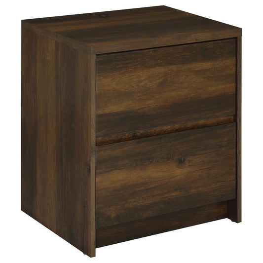Westpark 2-Drawer Nightstand with LED Lighting & USB Charging – Dark Pine