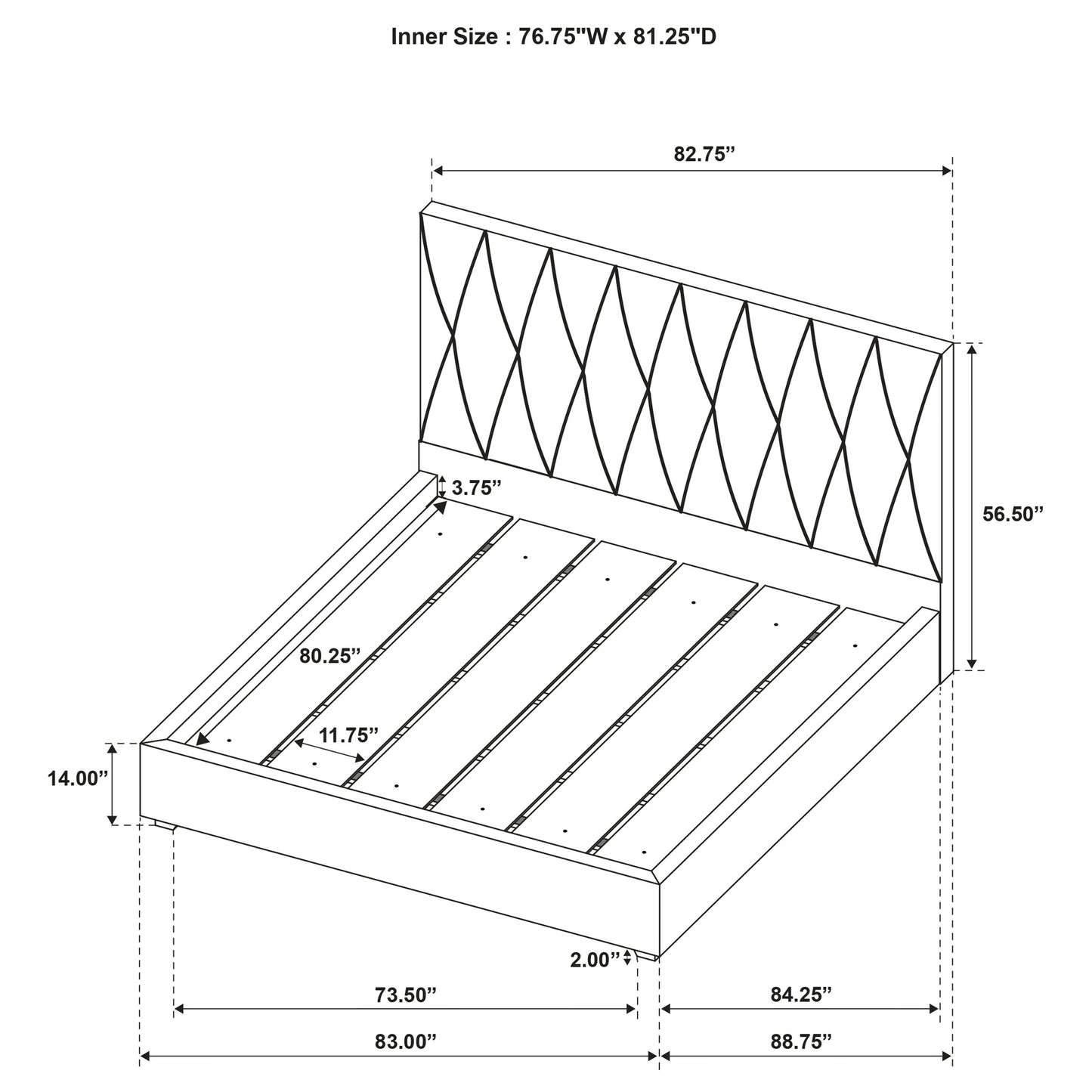 Delsea Light Brown Velvet Platform Bed – King