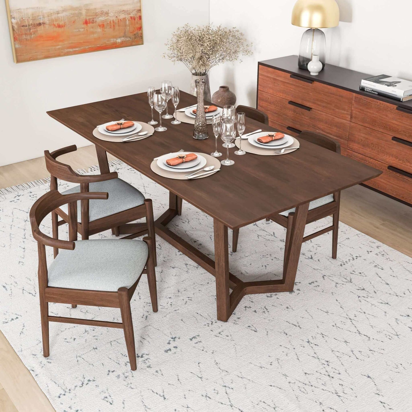 Marina Solid Wood Dining Table In Brown - detail view 8