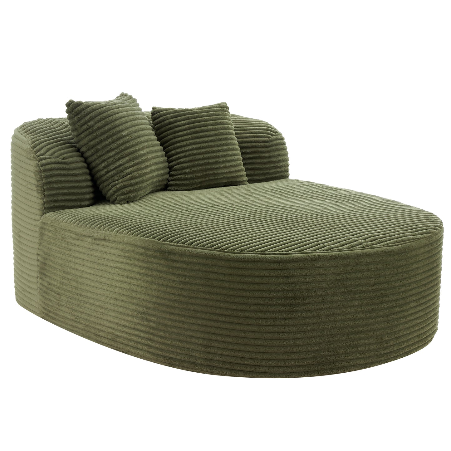 Modern Chaise Lounge Sofa Boneless Couch with Two Supportive Pillows - Green - detail view 8