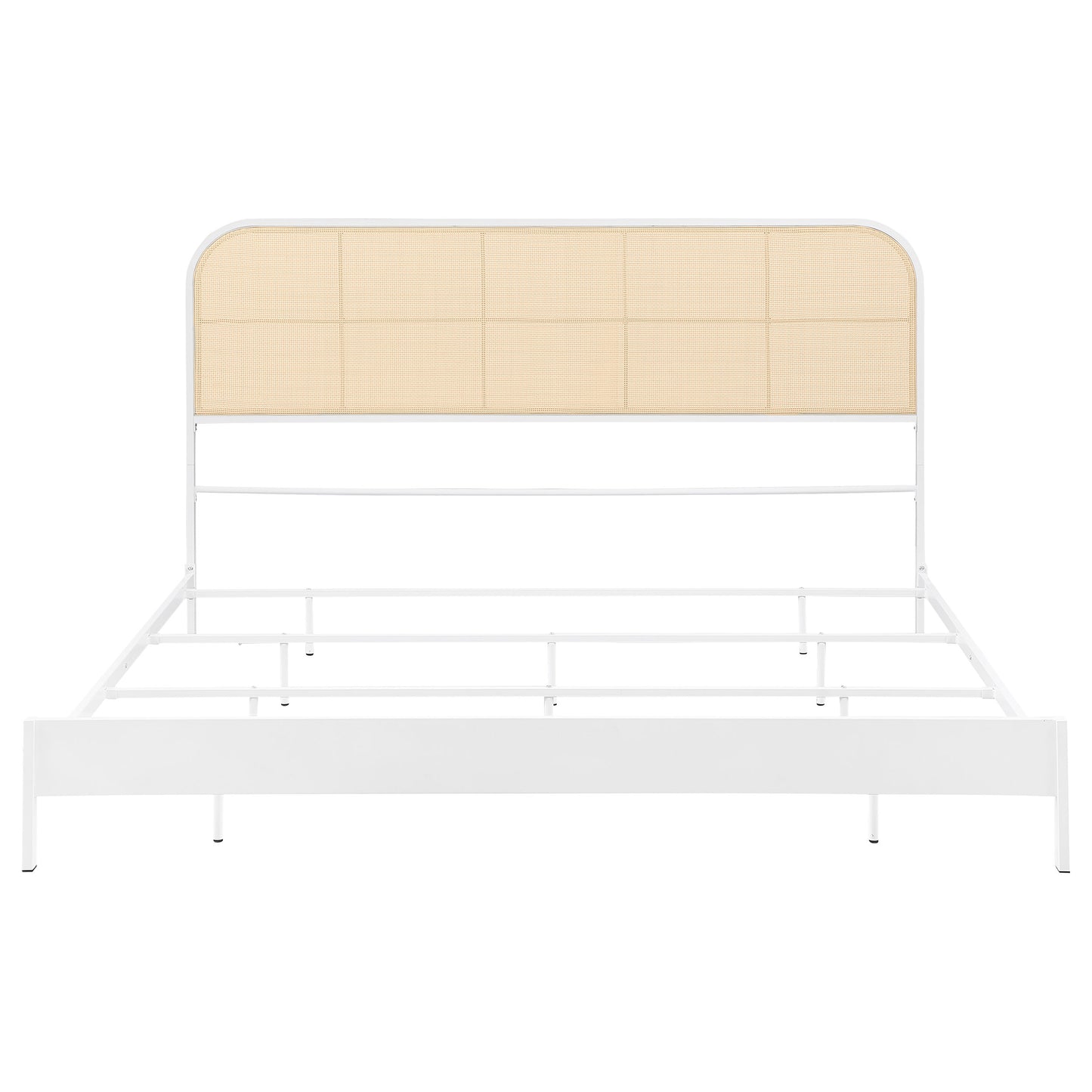 Amherst Radio Weave Rattan & Metal Queen Bed, White