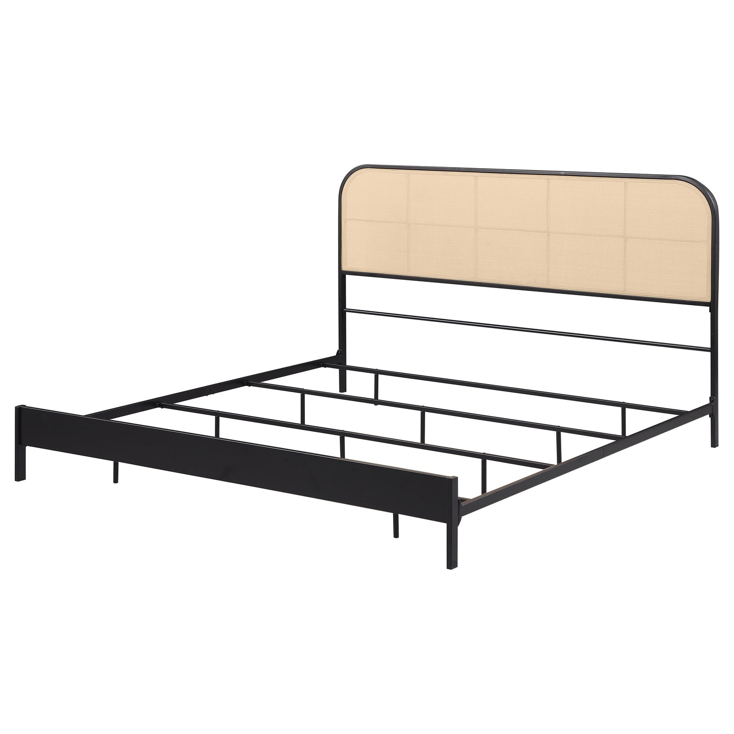 Amherst Radio Weave Rattan & Metal King Bed, Black