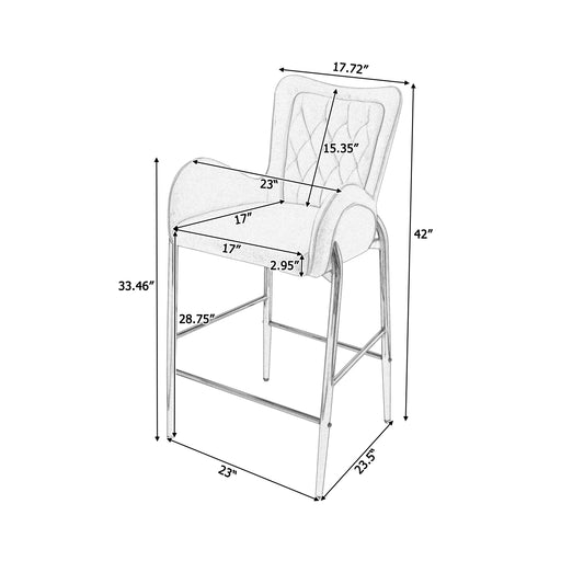 Anouk 28.75' Velvet Bar Stools with Gold Legs, White