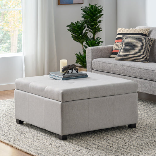Carlsbad Linen Storage Ottoman, Gray