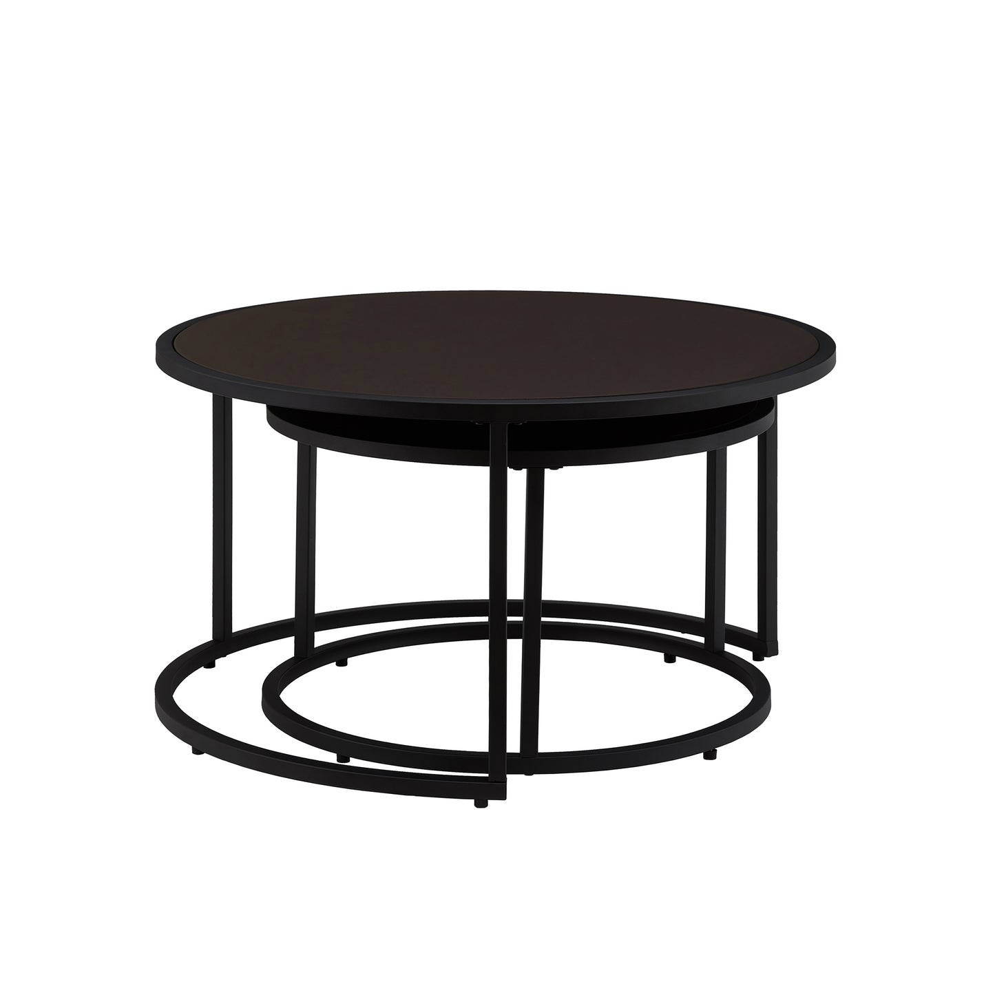 Brown Fabric+metal Nesting Tables with Black Legs - detail view 6