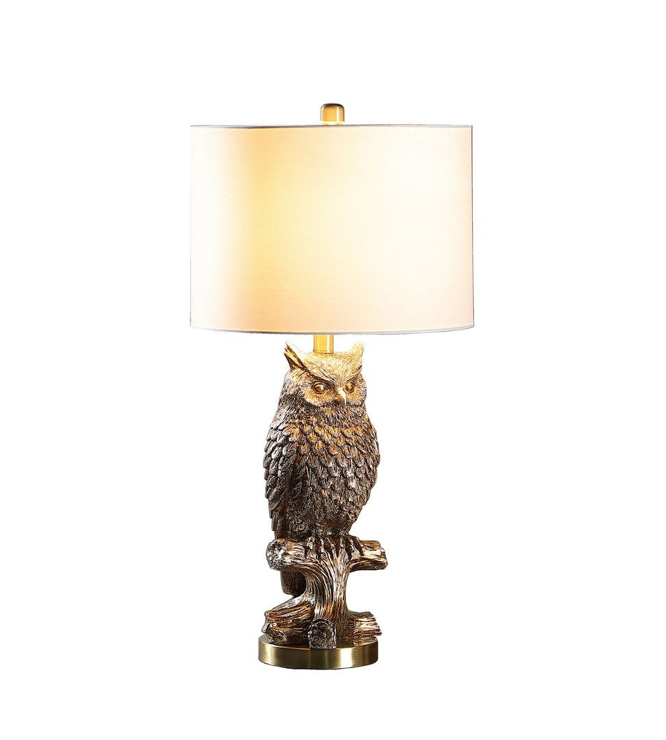 27.5' Silver Owl on A Branch Resin Table Lamp