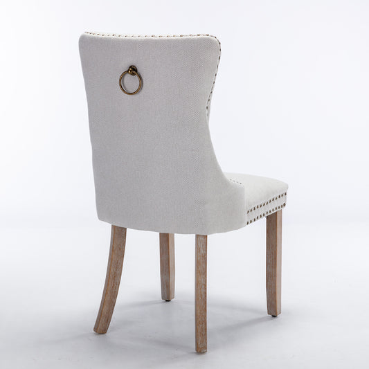 Niki Modern Velvet Side Chair with Nailhead Trim Set of 2 Beige